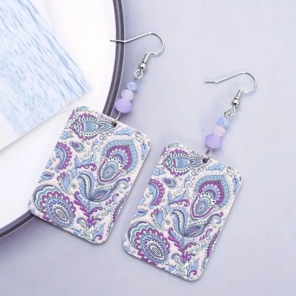 Purple and Blue Paisley Earrings